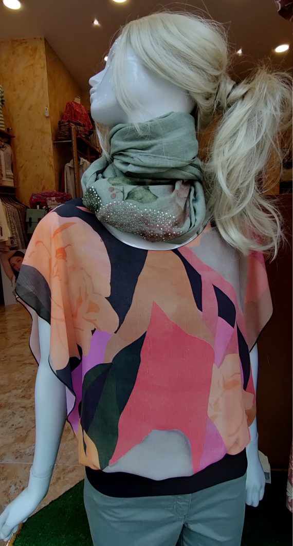 Blusa Estampada Manga Murciélago