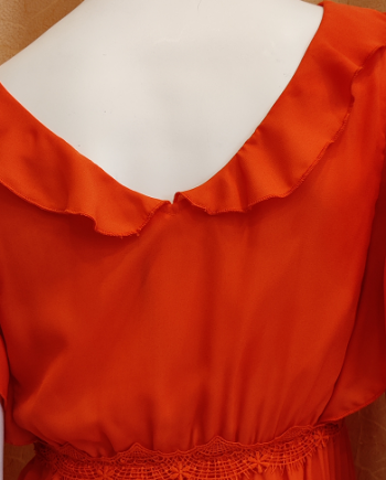 Vestido Naranja Plisado - Imagen 3