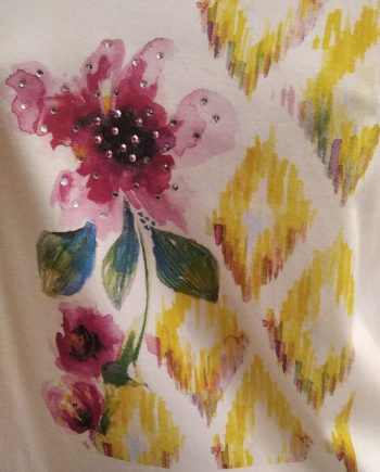 Camiseta Strass Flor Rosa - Imagen 3