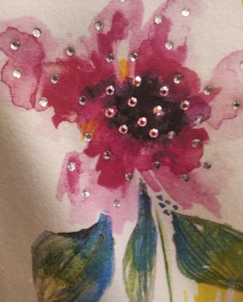 Camiseta Strass Flor Rosa - Imagen 4