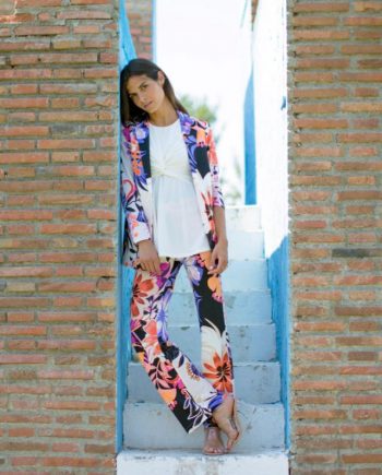 Pantalón De Flores Elástico Con Goma En La Cintura
