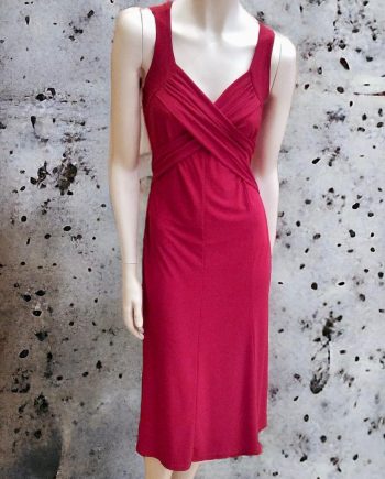 Vestido Rojo De Escote Drapeado