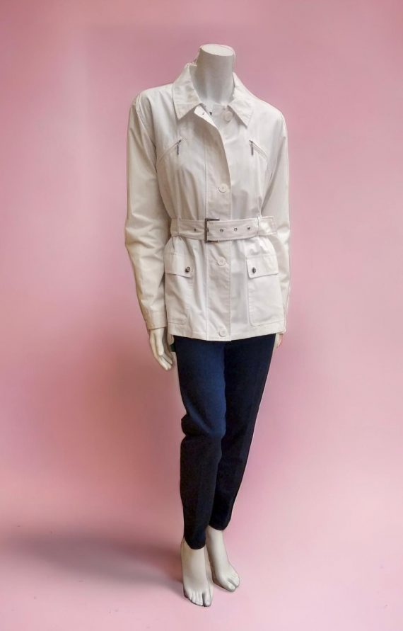 Chaqueta Sahariana Blanca Con Cuello