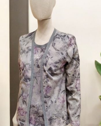 FALSO TWIN SET FLORES GRIS
