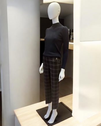 Pantalón Croped Ajustable Cuadros Marrón