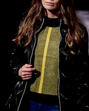 Chaqueta Acolchada Negro Satinado