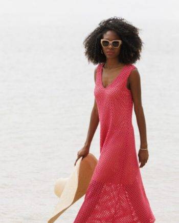 Vestido Crochet Coral
